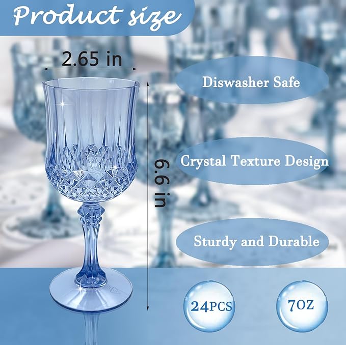 Plastic Wine Glasses，Plastic Goblets Vintage Style Cordial Drinking Glasses - Image 2