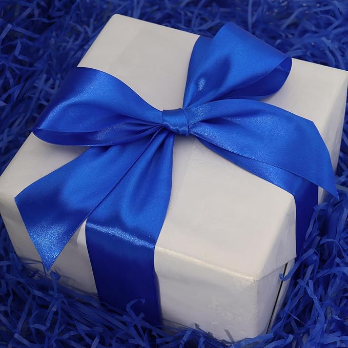 Blue Solid Satin Ribbon 2 Inch 25 Yards Solid Polyester Fabric Ribbon - Image 2