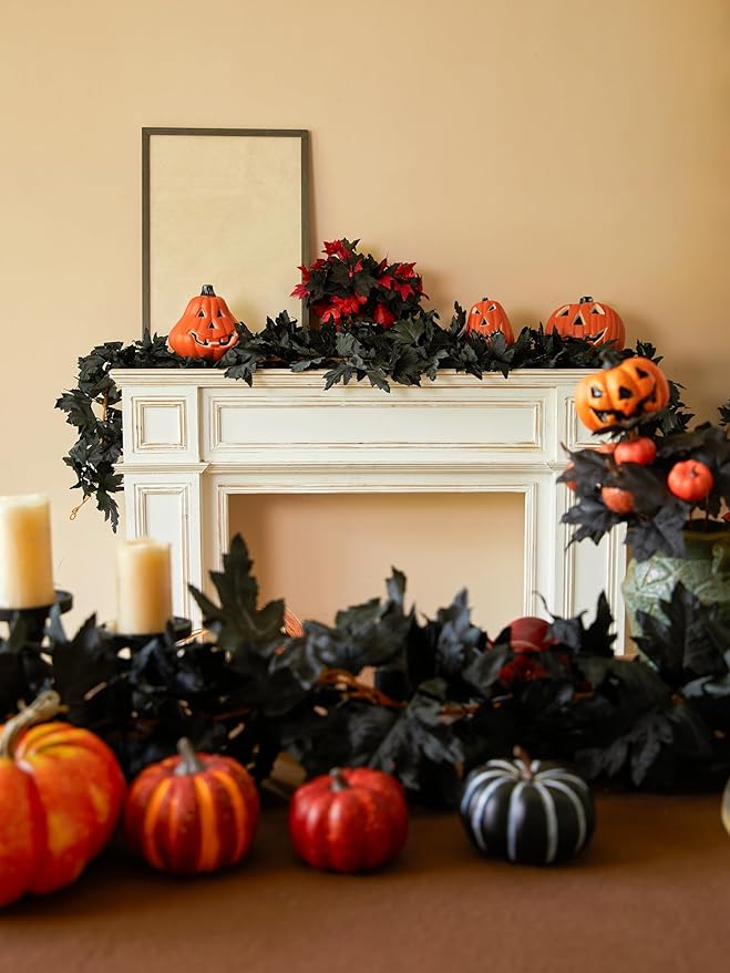 PARTY JOY Black Artificial Maple Leaf Garland - Image 4