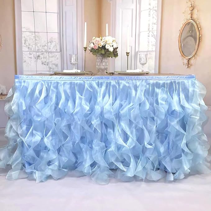 Luxury Organza Mesh Table Skirt Draping Floating Romance - Image 3
