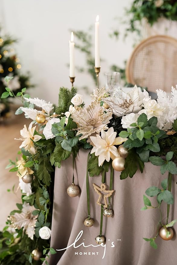 Ling's moment 9FT Christmas Flower Garland, Handcrafted Wedding Sweetheart - Image 2