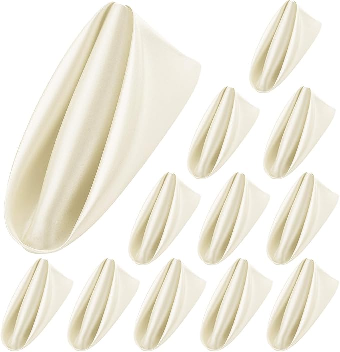 ANECO 12 Pieces Satin Napkins Soft Dinner Napkins Square Table Napkins 17 x 17 by Aneco