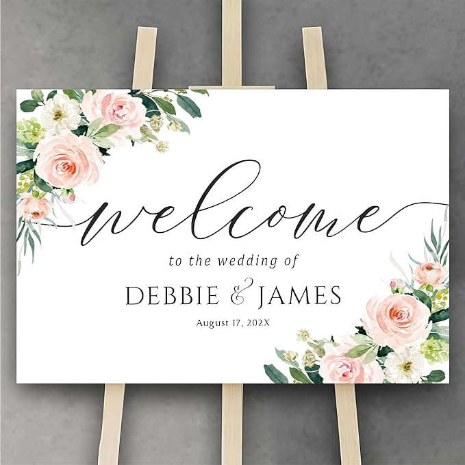 Personalized Wedding Welcome Sign, Welcome To Our Wedding Sign, Blush Pink - Image 2