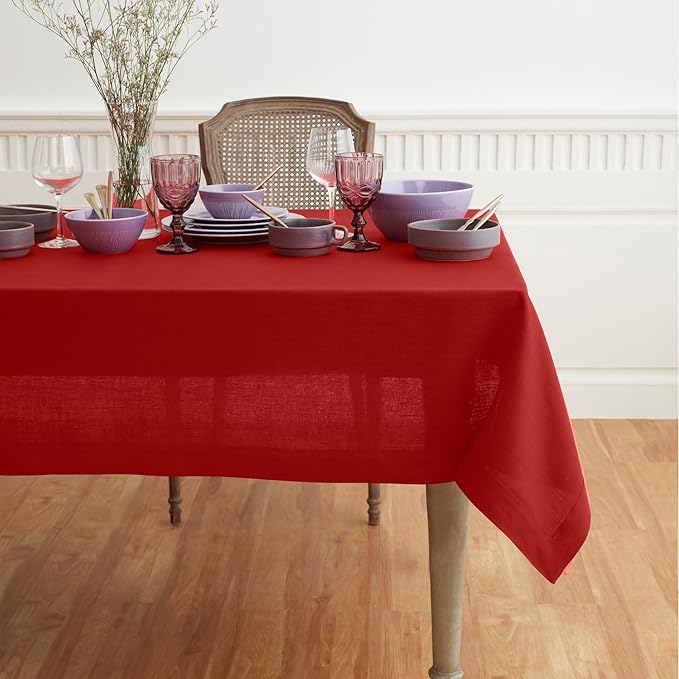 Solino Home Linen Red Tablecloth 60 x 156 Inch by SolinoHome