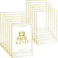 Floroom 12 Pack 8.5x11 Inch Clear Acrylic Sign Holders, Double-Sided Gold by Floroom
