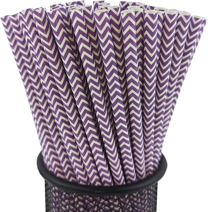 YAOSHENG Premium Disposable Waves Striped Drinking Paper Straws, Pack 100 by YAOSHENG