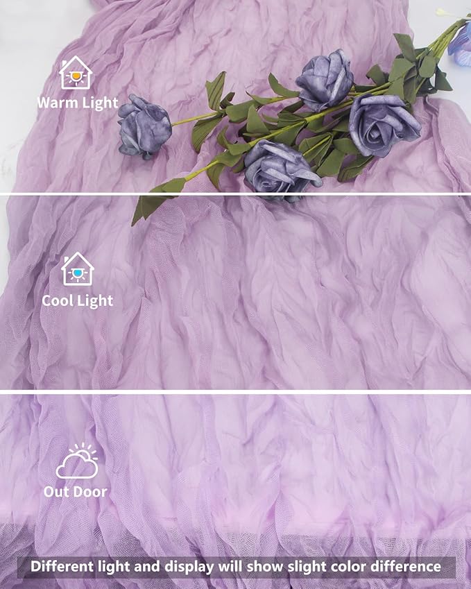 Lavender Purple Cheesecloth Table Runner 120 Inch, Lilac Boho Rustic Gauze 10 FT - Image 8