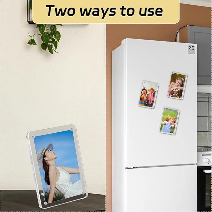 6 Pack 4x6 Acrylic Magnetic Picture Frames, Refrigerator and Desktop Photo - Image 3