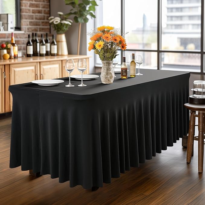 Wish Care 2 Pack Black Spandex Table Cloths - Image 6