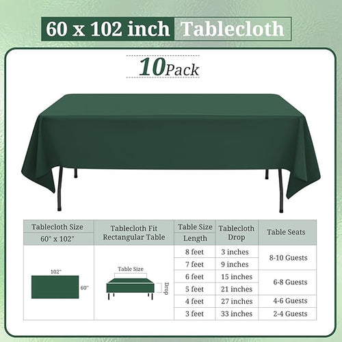 10 Pack Hunter Green Tablecloths - Image 2