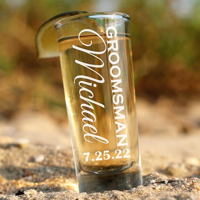 Custom Engraved 2 oz Shot Glass – Personalized Etching – Groomsman & Bridesmaid - Image 4