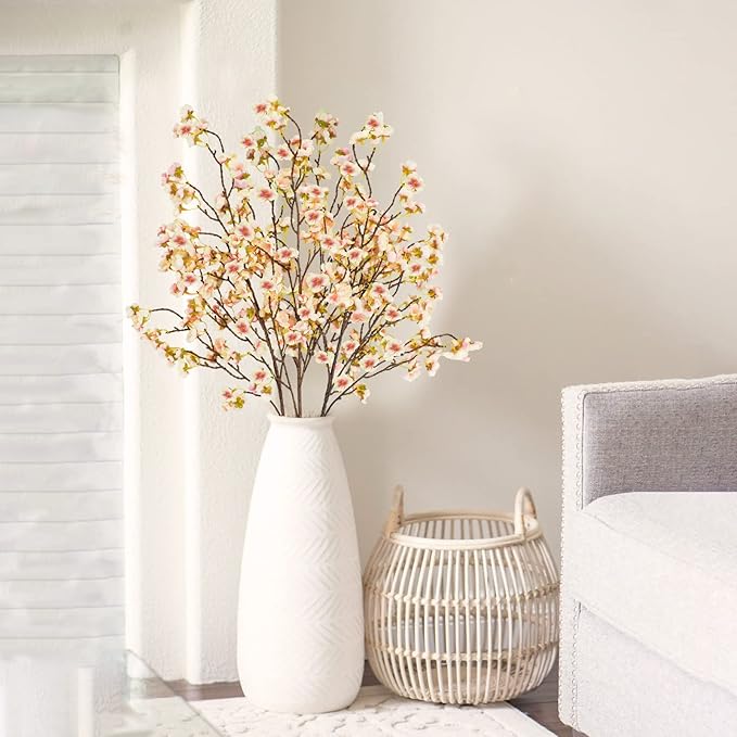 Uieke 3PCS Silk Cherry Blossom Branches, 40.5in Artificial Cherry Blossom - Image 2