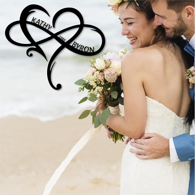 Custom Infinity Metal Sign, Personalized Metal Name Sign Engagement Wedding - Image 2