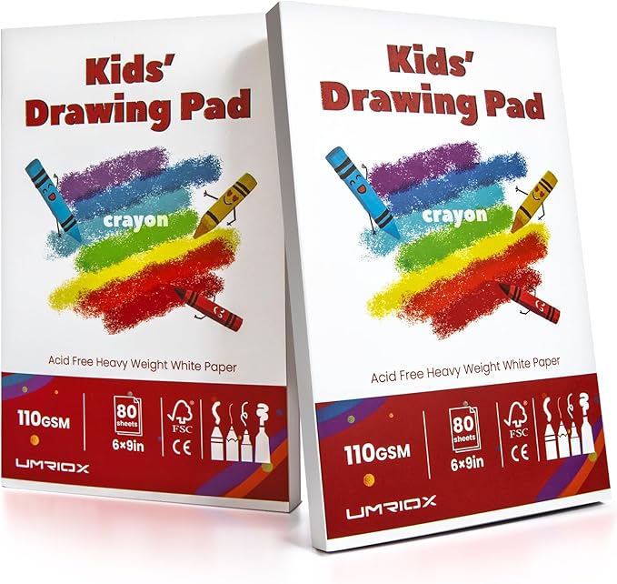 Umriox Drawing Pad for Kids, 110gsm Acid-Free Drawing Paper, Glue-Bound Art by UMRIOX