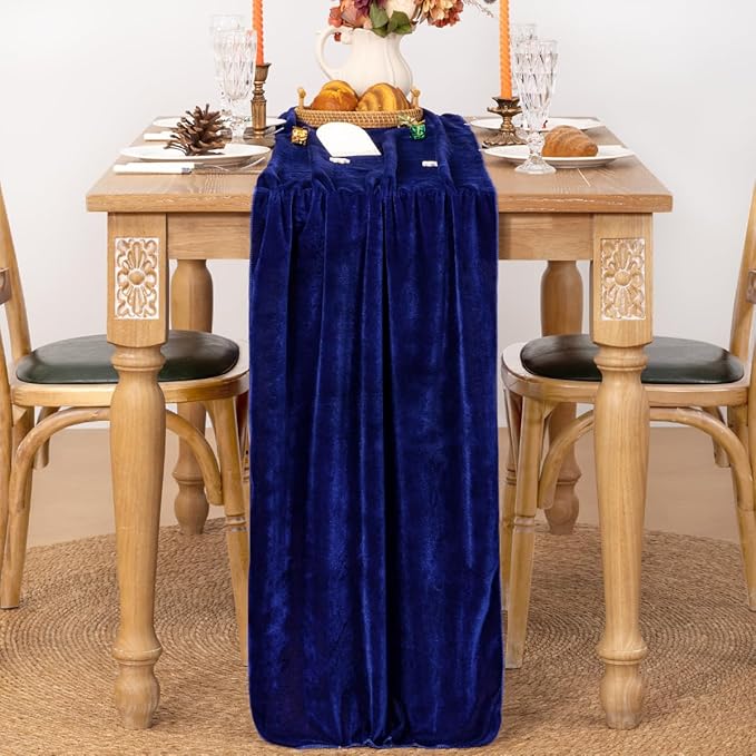 MLMC 2 Pack Royal Blue Velvet Table Runner 10ft Glossy Luxury Velvet Cotton - Image 3