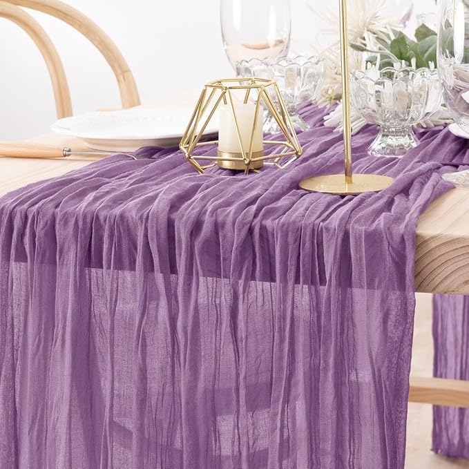 MLMW 4 Pack Fall Table Runner Purple Cheesecloth Boho Rustic Sheer Cheese Cloth - Image 3