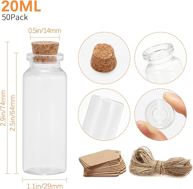 50 Pcs 20ml Mini Glass Bottles - Image 2