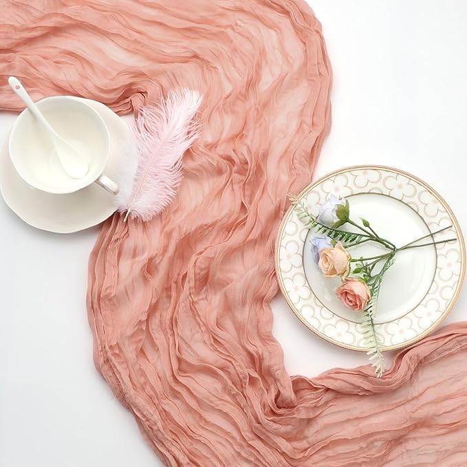 12 Pack Peach Cheesecloth Table Runner 10ft Boho Gauze Fabric Cheese Cloth - Image 6