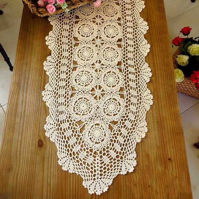Cotton Handmade Crochet lace Table Runners Oval Tablecloth Doilies Doily Table - Image 4
