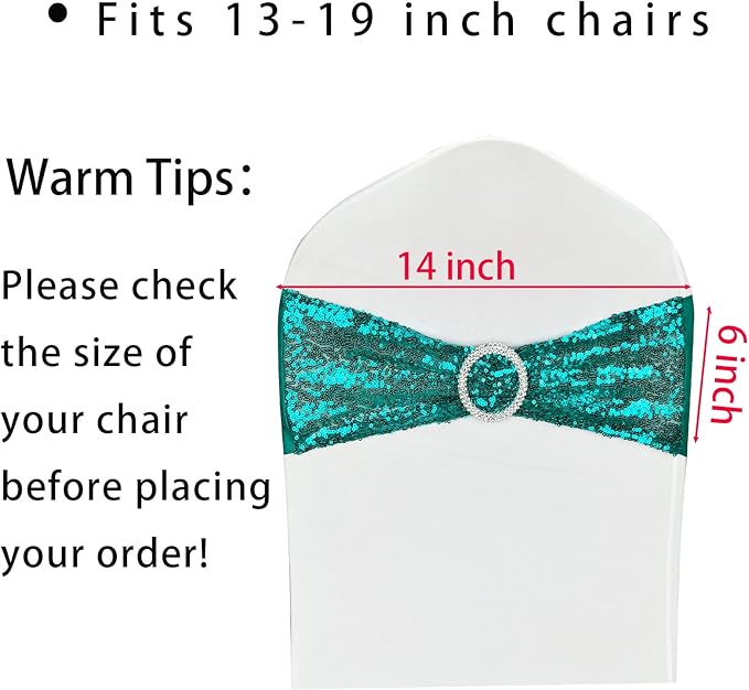 25 Pcs Chair Sashes Sequin Stretch Chair Bands Spandex Polyester Bows - Image 2