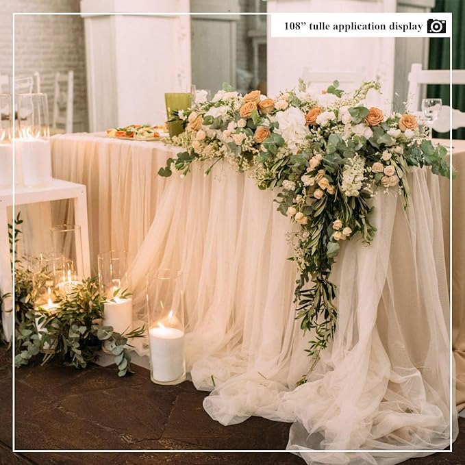 108 Inch 25 Yards White Tulle Fabric Roll, Extra Large Matte Tulle Netting Bolt - Image 4