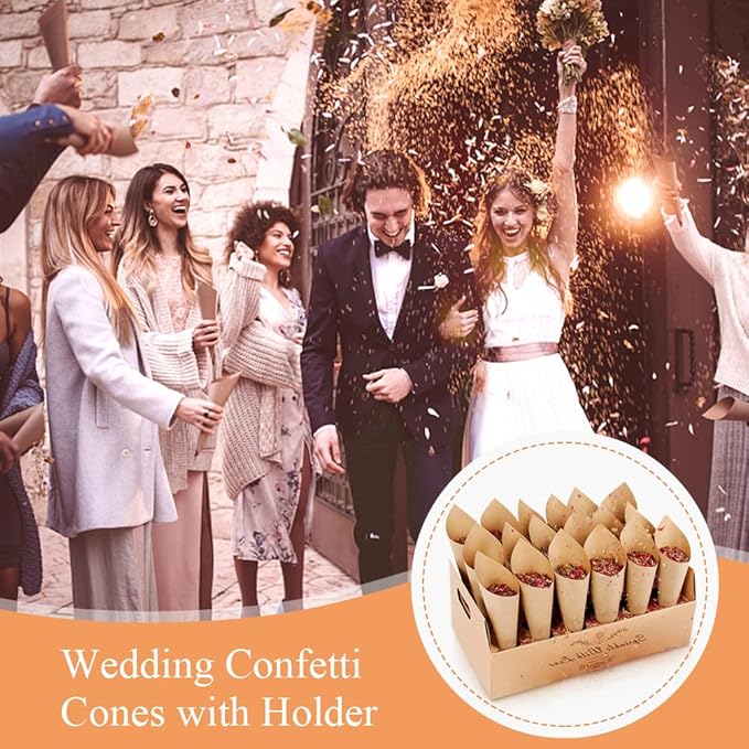 30 Pieces biodegradable confetti Cones and Stand Tray Paper Cone Box 30 Holes - Image 7