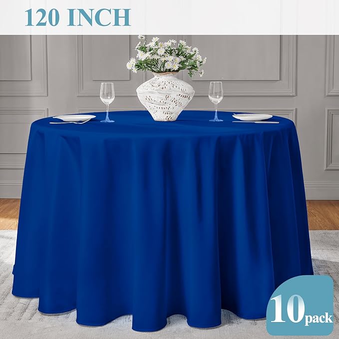 VidaFete Tablecloth 10 Pack 120inch Round Table Cloth Polyester, Stain Wrinkle - Image 5