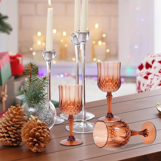 24 Pcs Plastic Rose Gold Stemmed Wine Glasses, Unbreakable, Dishwasher Safe - Image 4