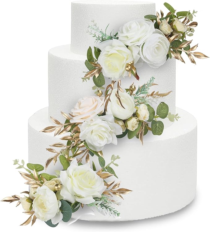 Rinlong 3Pcs Pre-made Cake Toppers Flowers Cake Decorations Wedding Cake by RinlongFlower