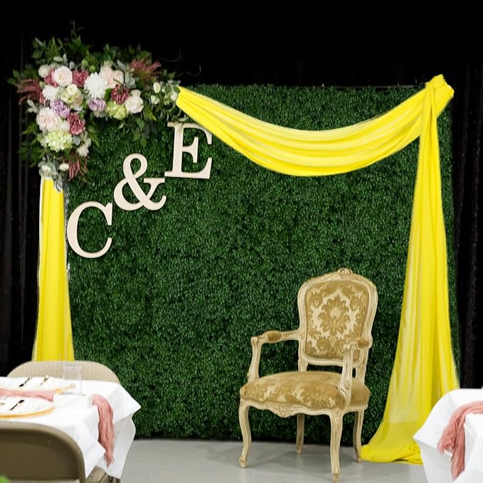 Wedding Arch Draping Fabric 20 Ft Yellow Chiffon Drapes - Image 6