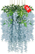 12 Pack Grey Wisteria Hanging Flowers, 3.44 Ft Fake Hanging Flowers, Artificial by ZEBMOON