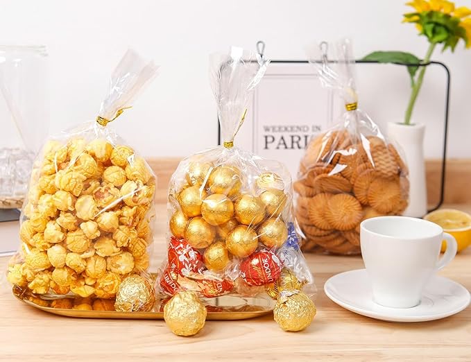 LOKIQNG Cellophane Bags Plastic Gift Bag Clear Cookie Treat Bags - Image 7