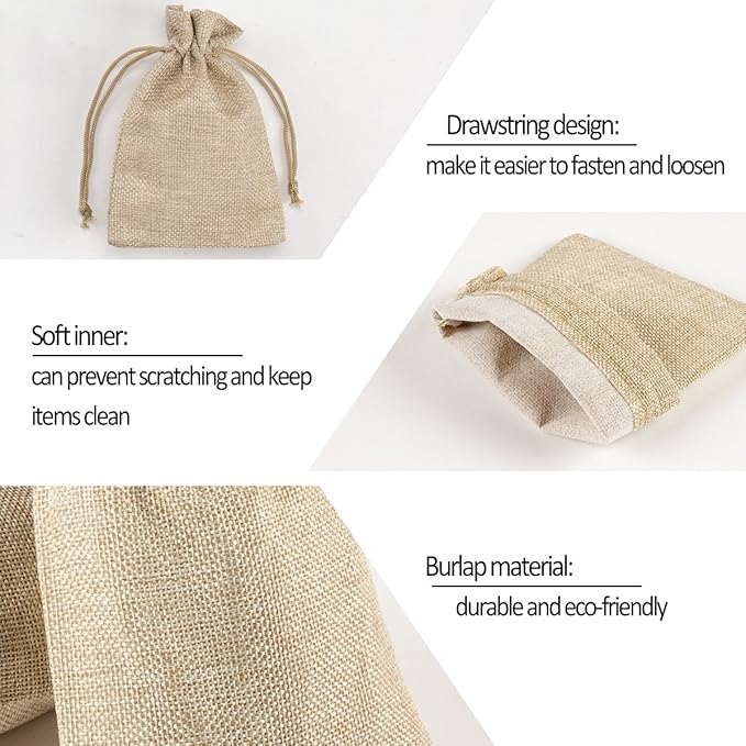 ANPHSIN 75 Pcs Small Burlap Gift Bags - Image 5
