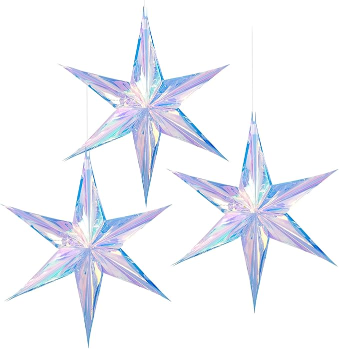Dazzling Colorful Hexagonal Star Decoration Hanging Decorative Folding Rainbow by EasyJoy