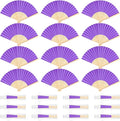 12 Pieces Purple Hand Held Bamboo Folding Fans Paper Fans Handheld by Bringsparkletoeverydaylife