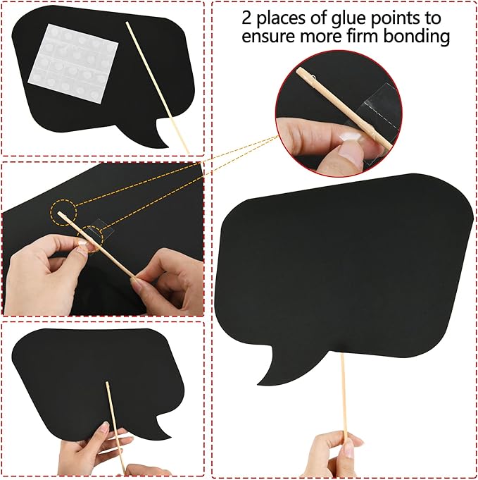 18pcs Blank Photo Booth Props Black Chalkboard Photo Booth Props Frame - Image 4