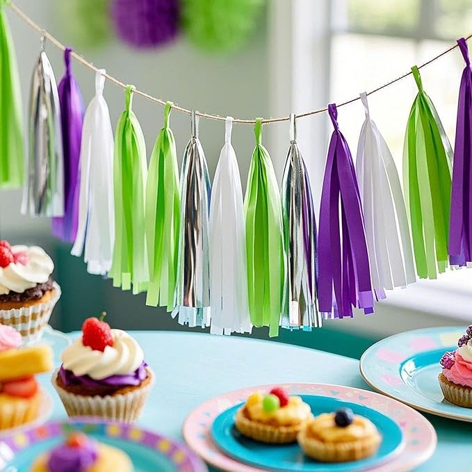 Tissue Paper Tassel Garland Banner, Party Decorations - Image 2