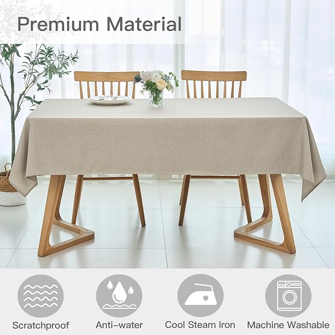 maxmill Linen Texture Tablecloth Water Resistance Antiwrinkle Spillproof - Image 3