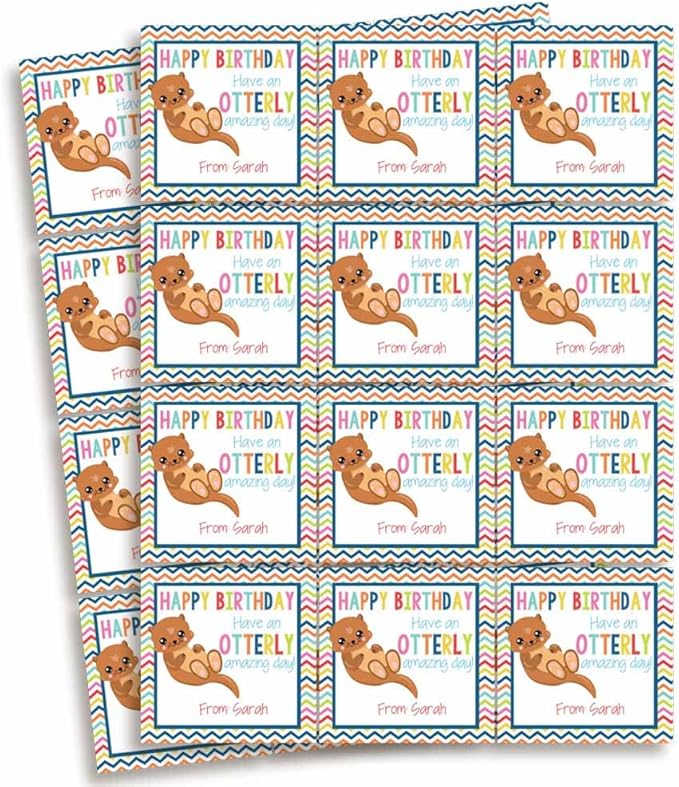 Custom & Personalized Adorable Otter Otterly Amazing Happy Birthday Gift Tag - Image 2