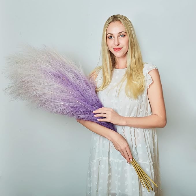 EVODIS Faux Pampas Grass Decor, 6 Stems Artificial Pampas Grass by EVODIS