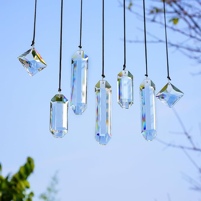 HDCRYSTALGIFTS Modern Grief Gift, Set 7 Clear Crystal Prisms Suncatchers - Image 6