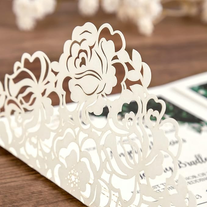 DORIS HOME 50pcs Laser Cut Wedding Invitations - Image 5