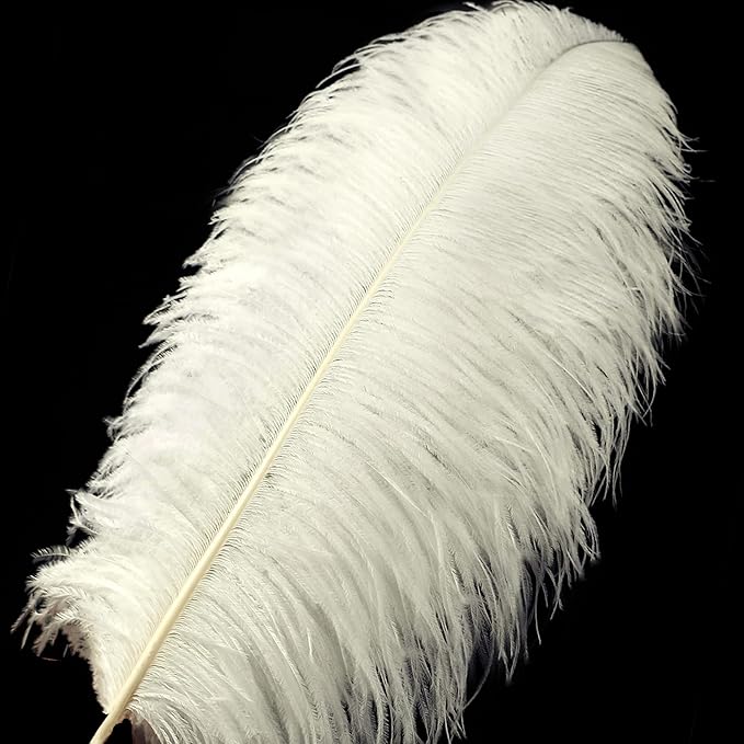 Beige Large Ostrich Feathers Bulk- 16-18 inches 10pcs - Image 2