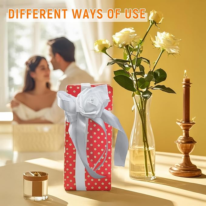 Wedding Car Decoration Flowers, Artificial White Bow Cars Decorative Flower Rose - Image 5