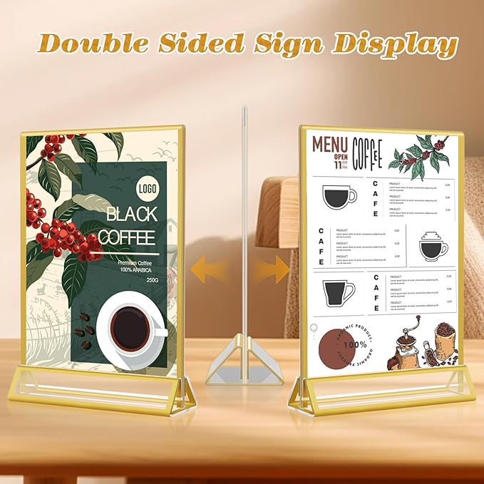Gold Acrylic Sign Holder 4x6, 16 Pack Wedding Gold Frame Table Number Holders - Image 2