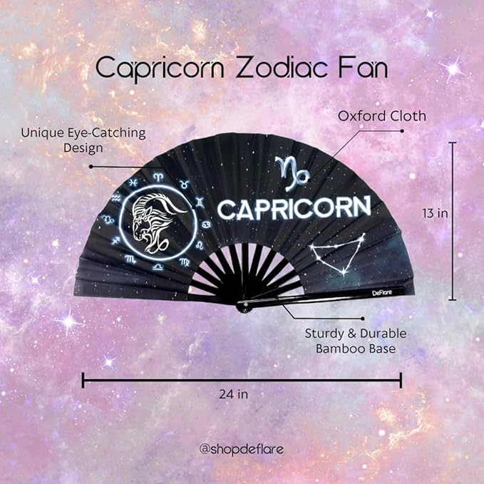 DeFlare | Cosmic Zodiac Rave Fan | Zodiac Sign Hand Fan | Astrology Rave Fan | - Image 5