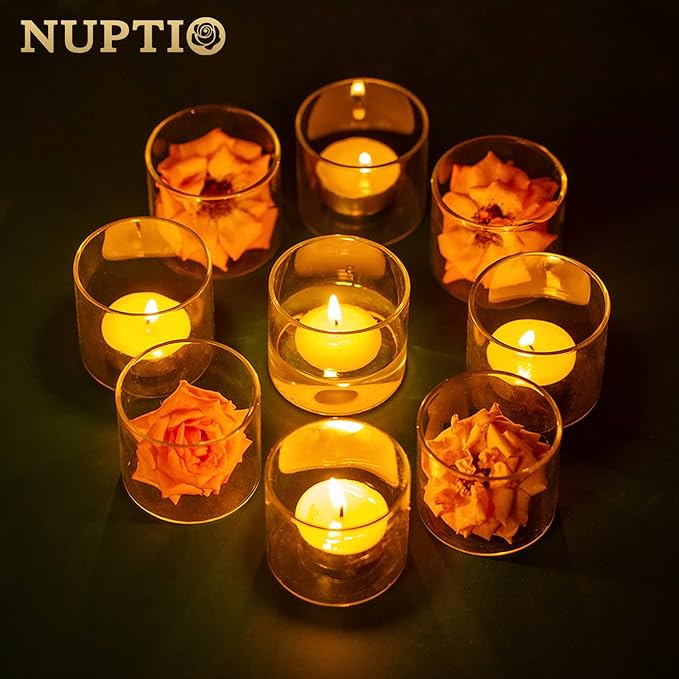NUPTIO Clear Tealight Candle Holders: Set of 24 Glass Votive Holders Bulk - Image 8
