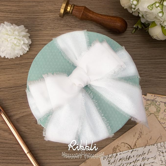 RiRibbli 3 Rolls White Ribbon 1.5 Inch x 18Yards Handmade Cotton Frayed Fringe - Image 3