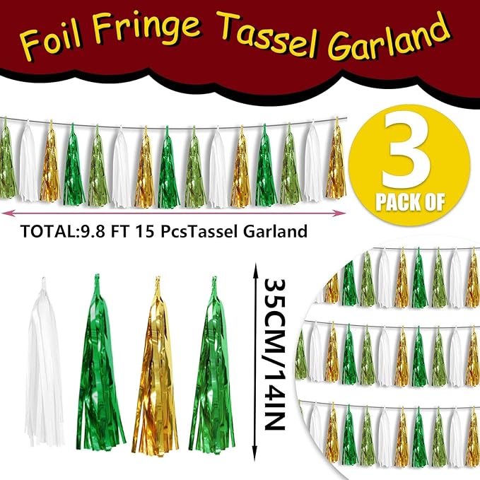 3P Metallic Fringe Tassel Banner Garland Foil Tinsel Streamer Wall Hanging - Image 2