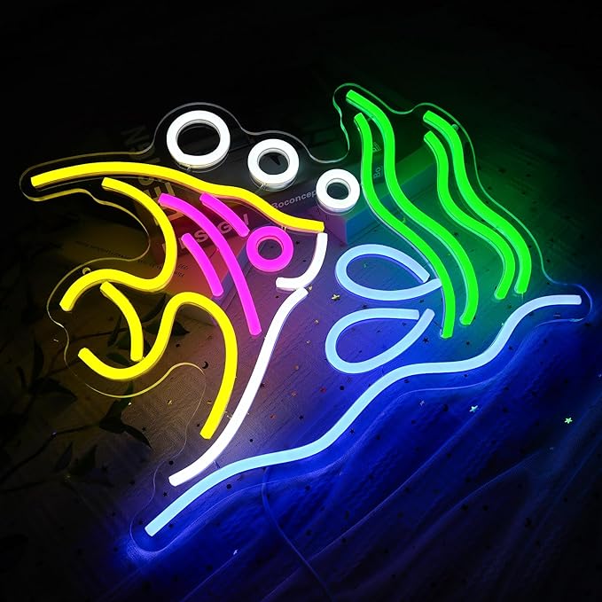 Tropical Fish Neon Sign for Wall Decor, Fish Led Signs for Room, USB Dimmable - Image 4